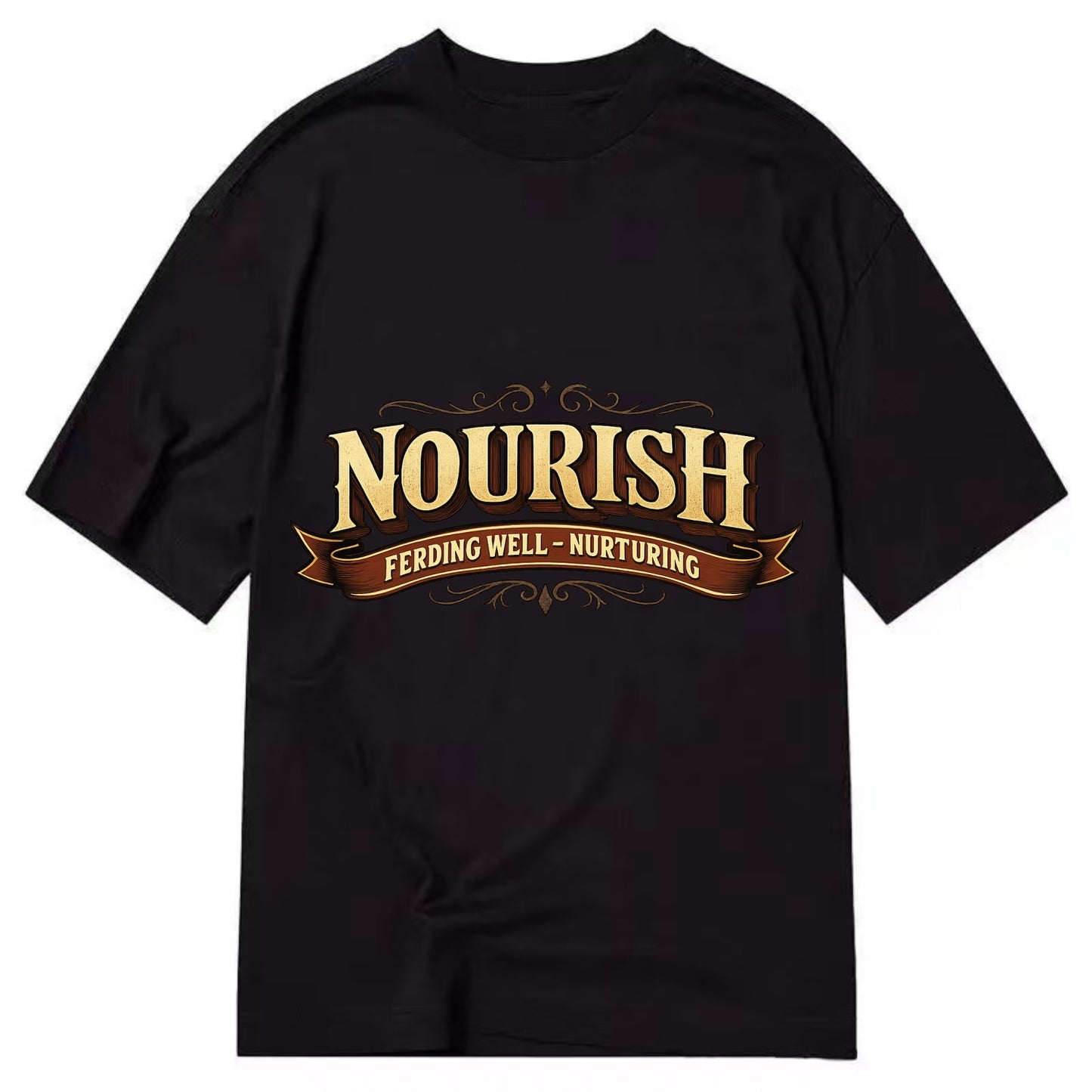 Bold typography design - "NOURISH" - feeding well, nurturing - Classic T-shirt - Black