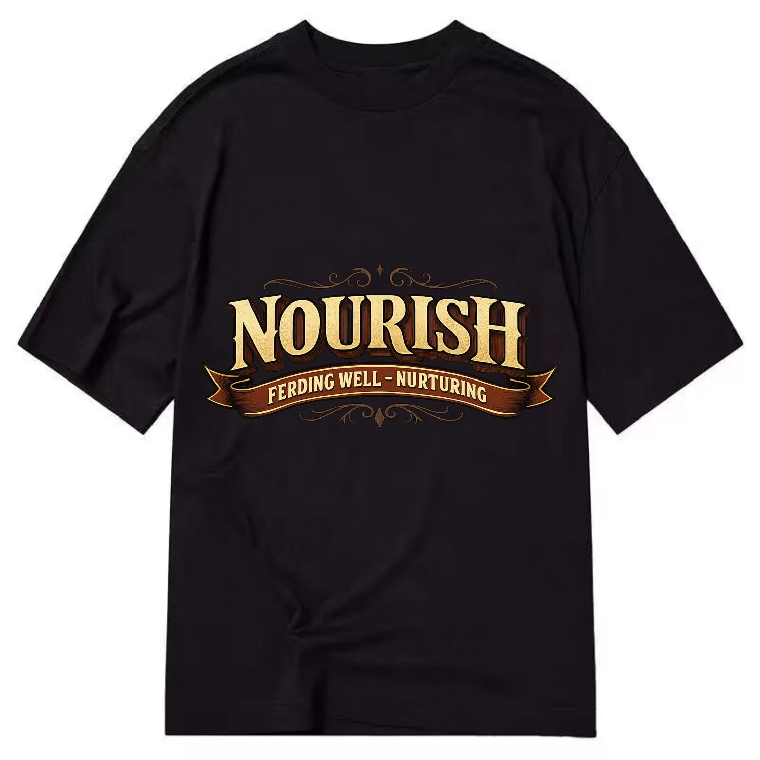 Bold typography design - "NOURISH" - feeding well, nurturing - Classic T-shirt - Black