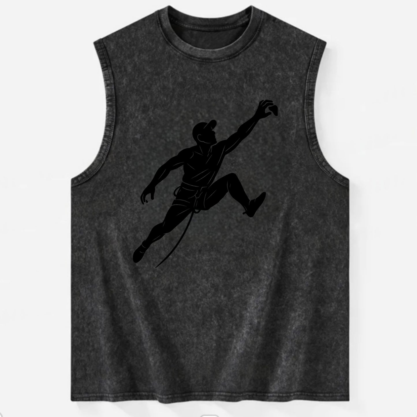 Rock wall climber reaching hold - Vintage Washed Tank - Black