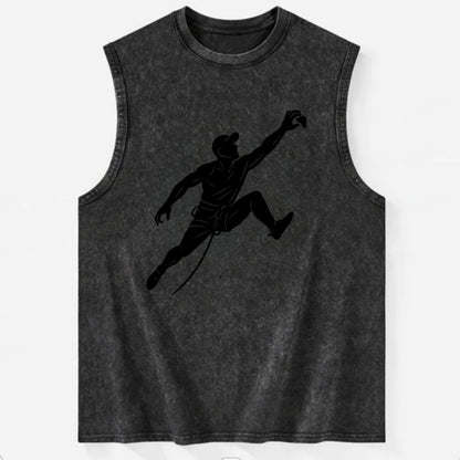 Rock wall climber reaching hold - Vintage Washed Tank - Black