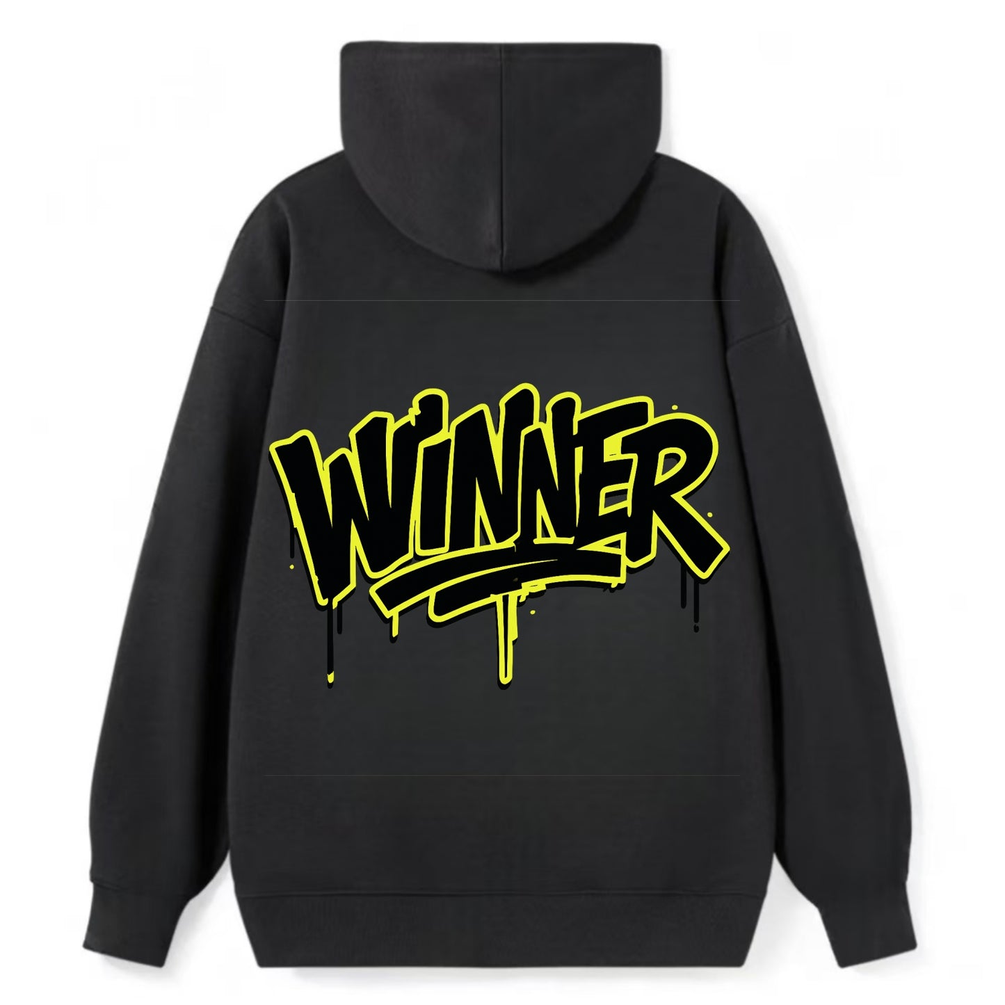 Bold typography design - "WINNER" - victorious mindset, champion - Classic Pullover Hoodie - Black