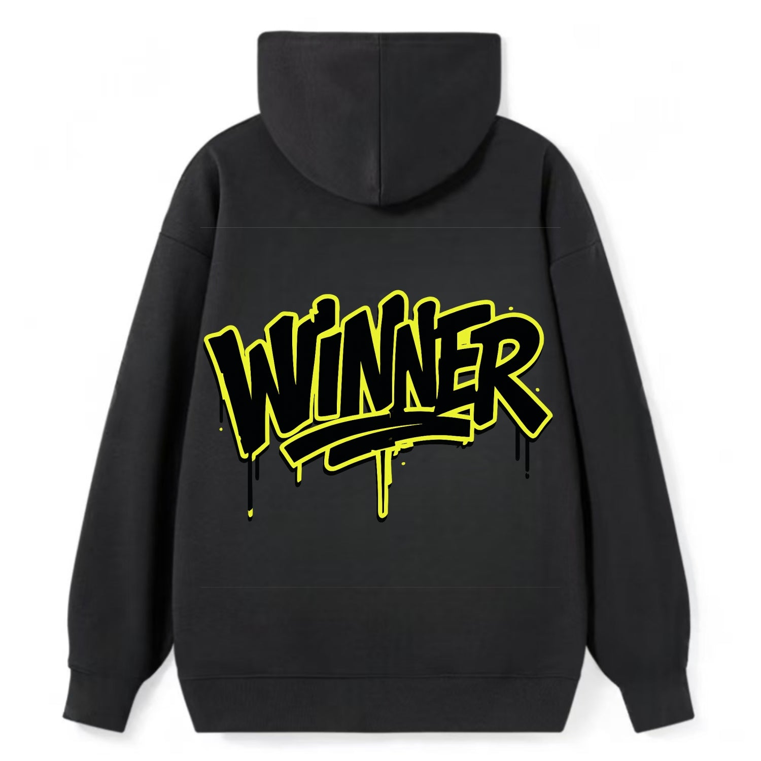 Bold typography design - "WINNER" - victorious mindset, champion - Classic Pullover Hoodie - Black