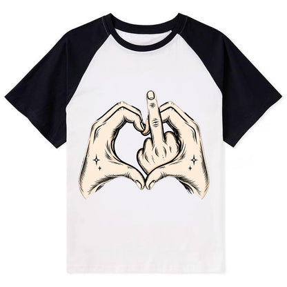 Love You Symbol - Contrast Raglan T-shirt - Black