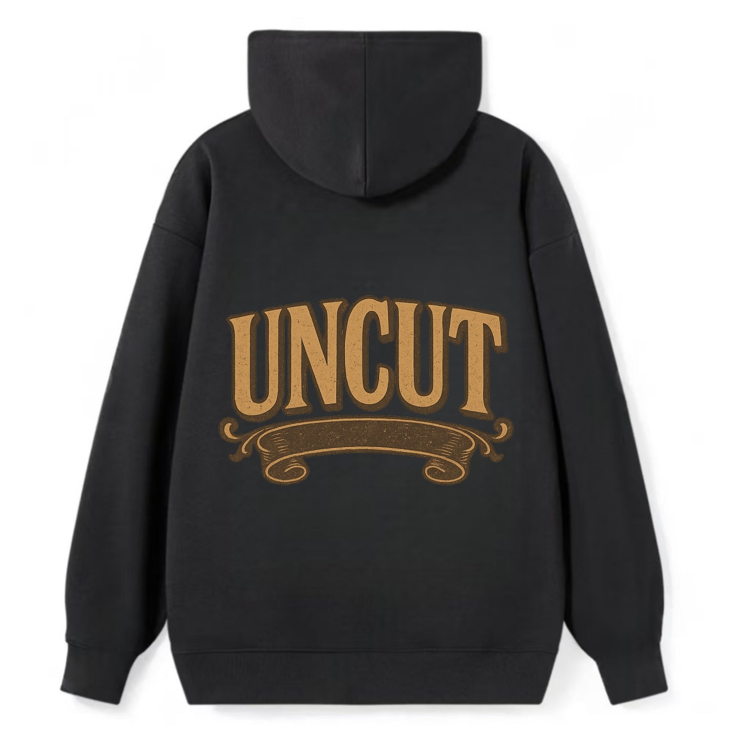 Bold typography design - "UNCUT" - pure, undiluted, authentic - Classic Pullover Hoodie - Black