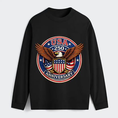 Usa 250 Anniversary Eagle Shield Emblem - Classic Long Sleeve Shirt - Black