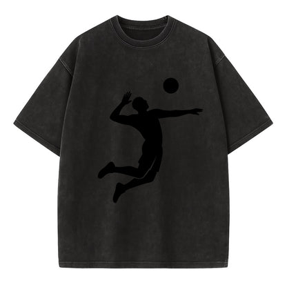 Volleyball player spiking ball - Vintage T-shirt - Black