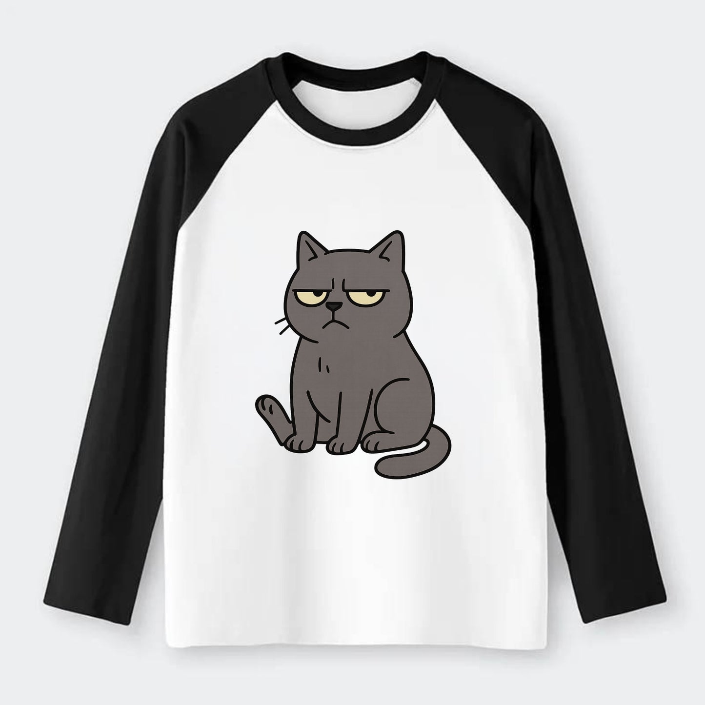 The Cat Judging Silently - Raglan Long Sleeve T-Shirt - Black