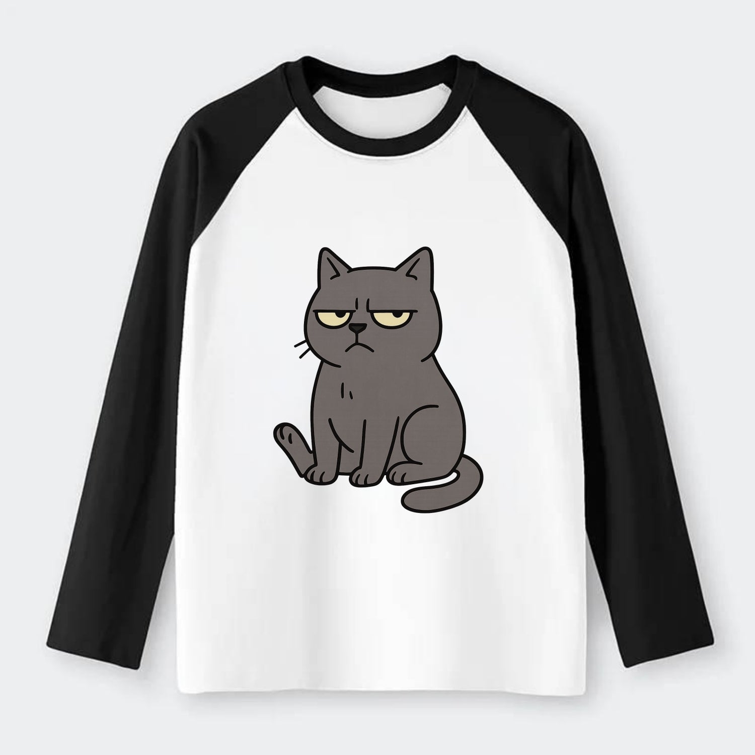The Cat Judging Silently - Raglan Long Sleeve T-Shirt - Black