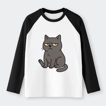The Cat Judging Silently - Raglan Long Sleeve T-Shirt - Black