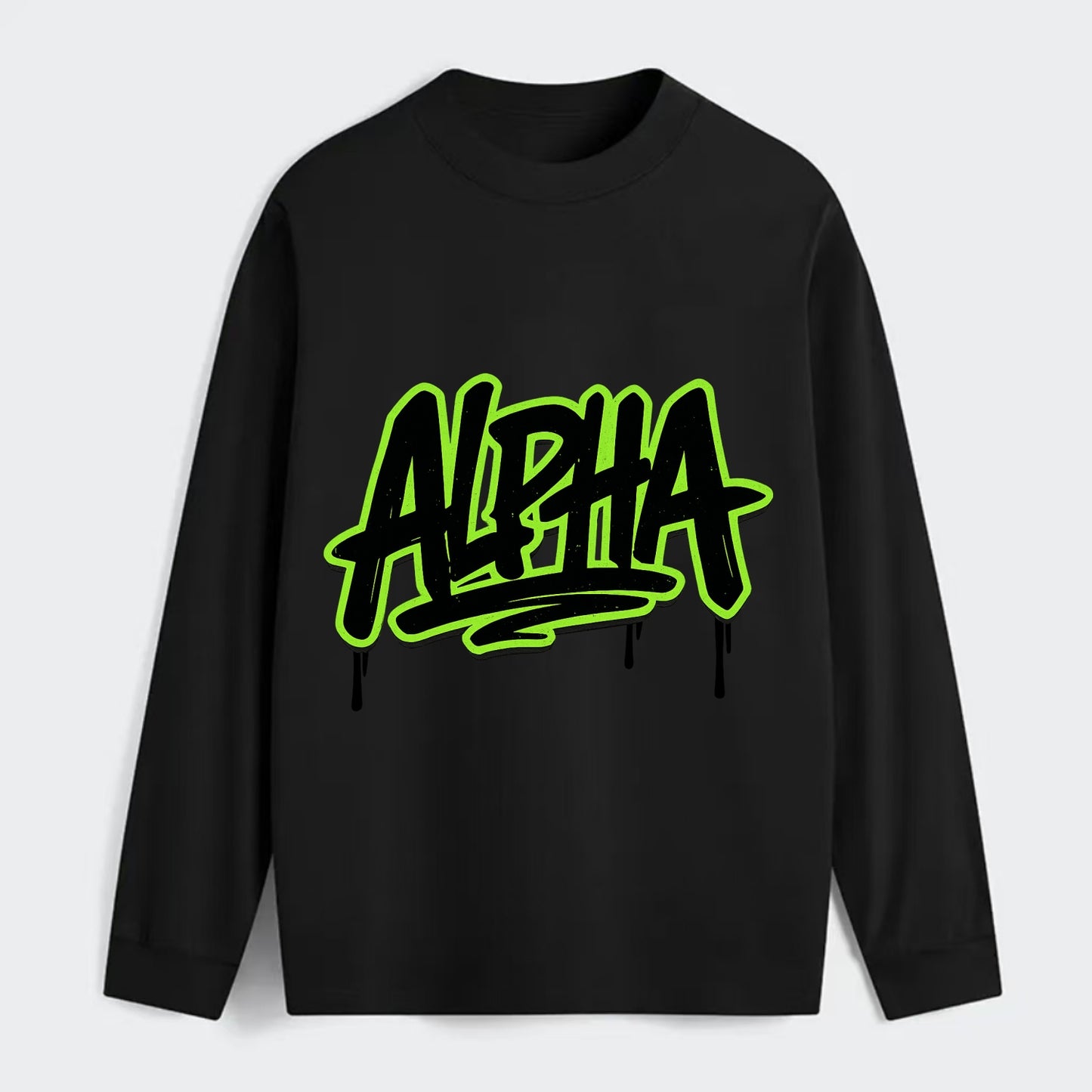 Bold typography design - "ALPHA" - leader of the pack - Classic Long Sleeve Shirt - Black