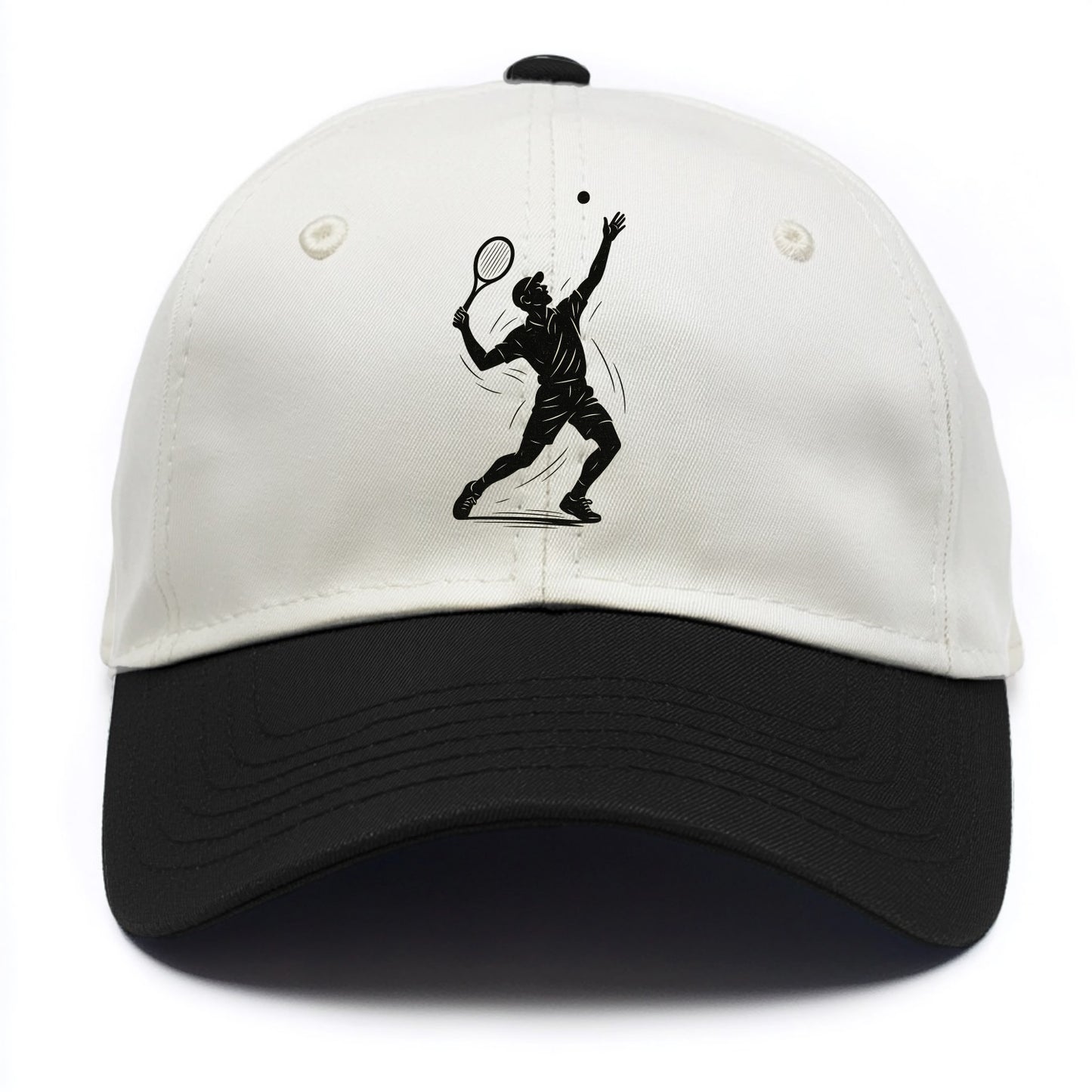 Tennis player serving with powerful form - Two Tone Cap - Black