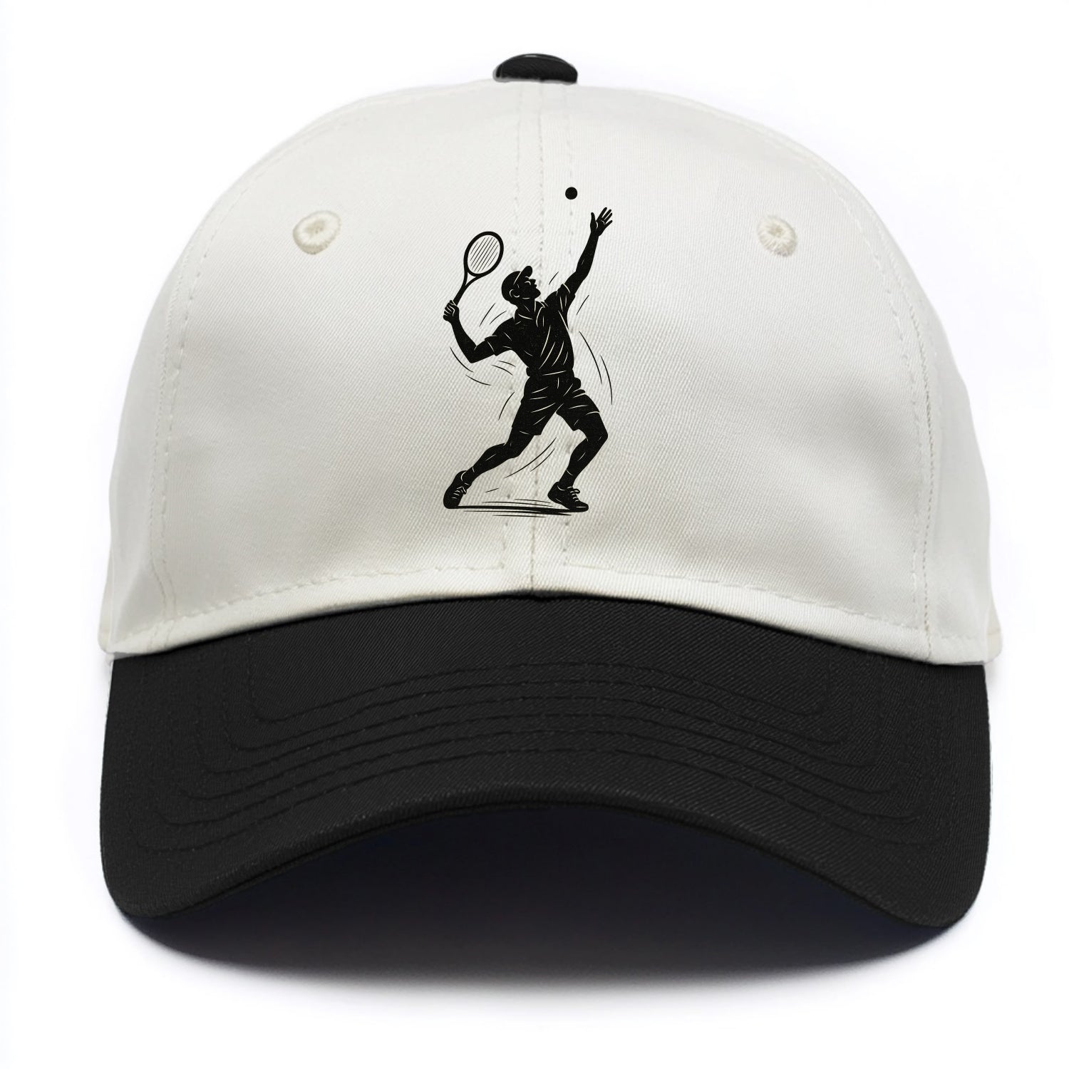 Tennis player serving with powerful form - Two Tone Cap - Black