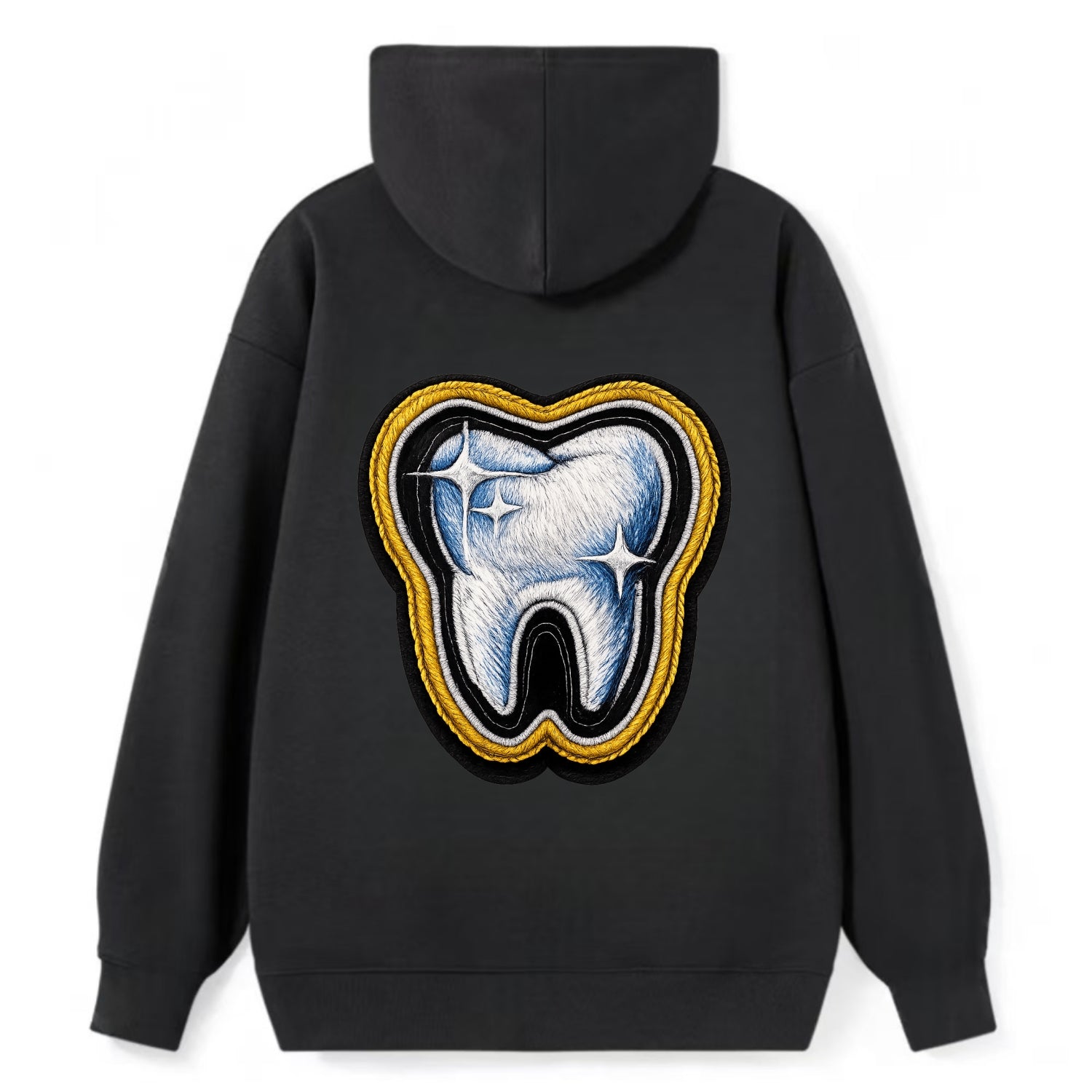 DENTAL TOOTH - molar with sparkle in white and blue , dentist - Classic Pullover Hoodie - Black