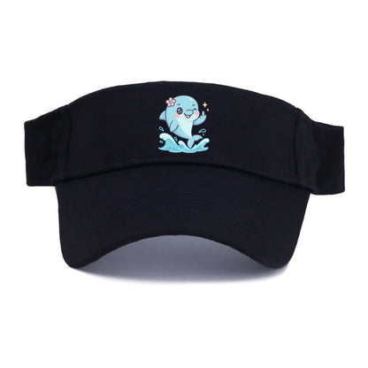 smiling dolphin jumping through ocean waves, one fin up with attitude - Visor - Black