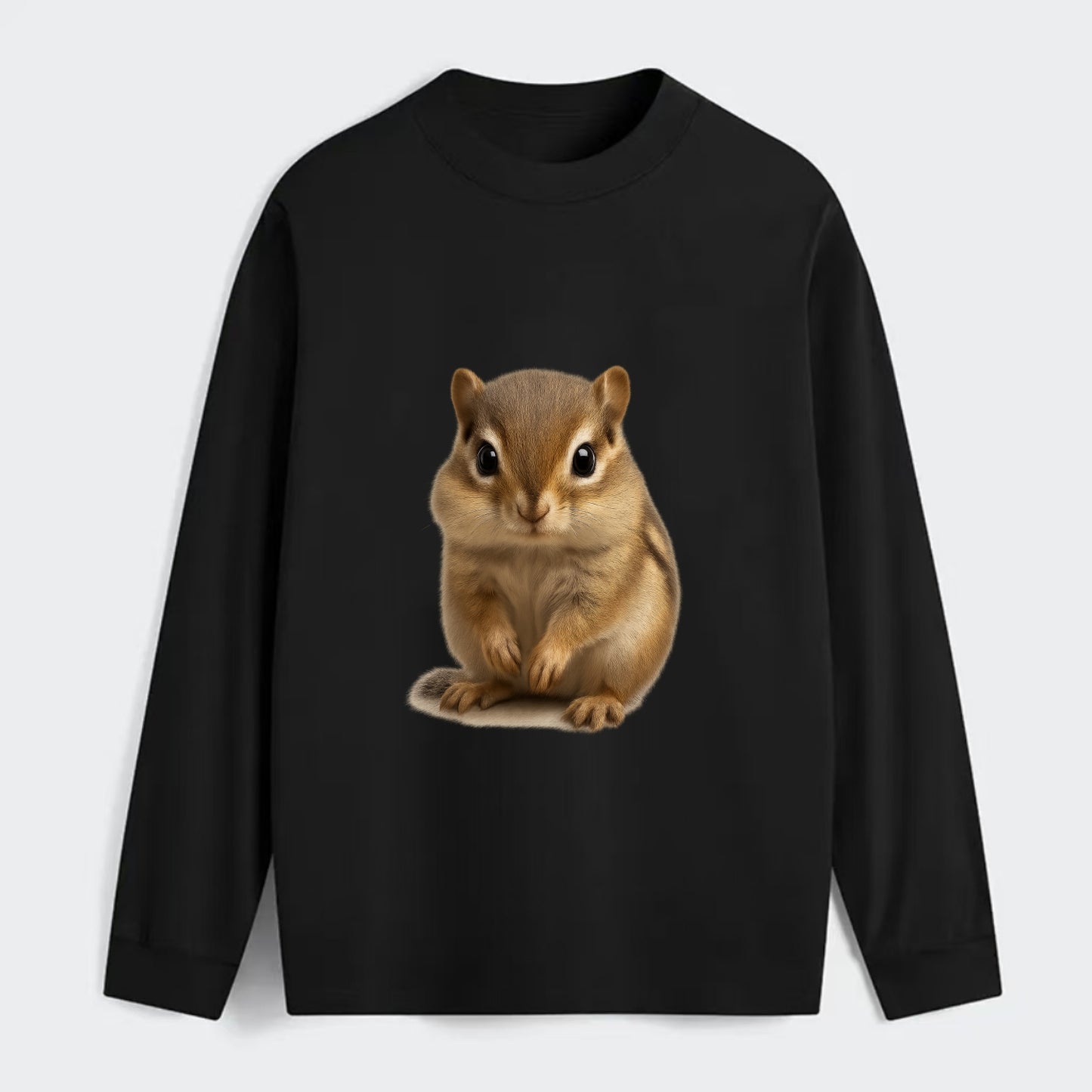 Baby Chipmunk - striped back, cheek pouches, tiny paws, bright eyes, - Classic Long Sleeve Shirt - Black