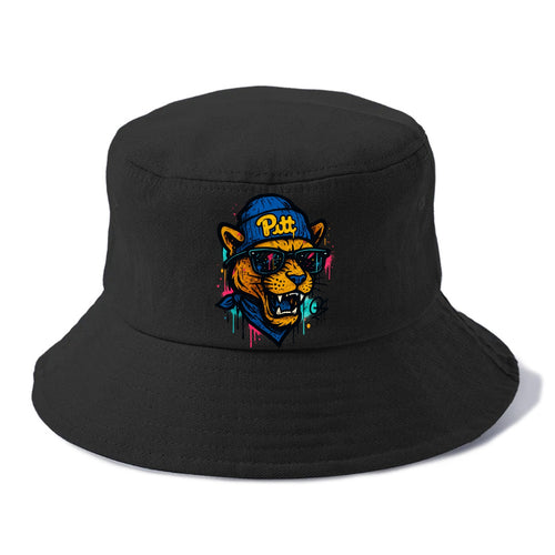 Pittsburgh Panther wearing Pitt beanie with script patch - Bucket Hat
