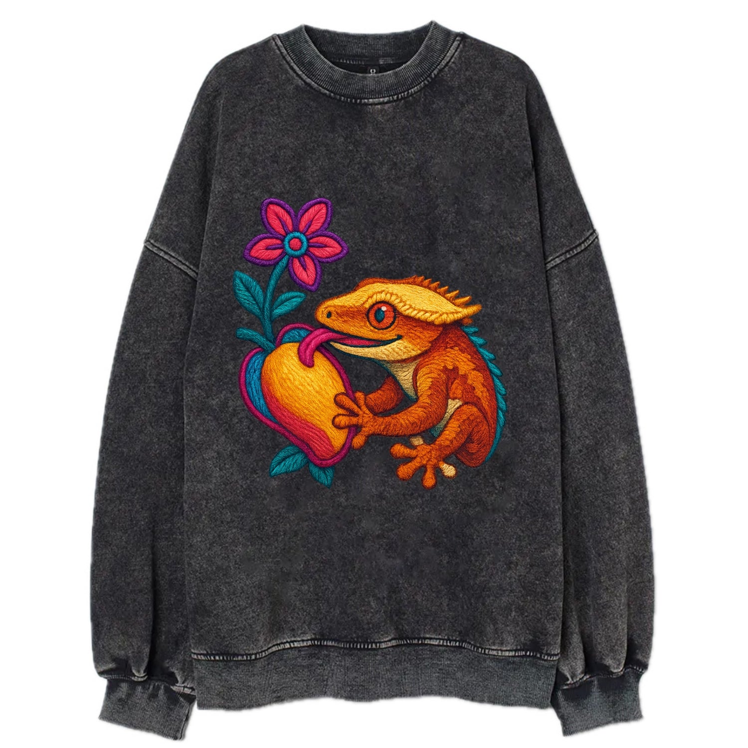 Crested Gecko - Vintage Sweatshirt - Black