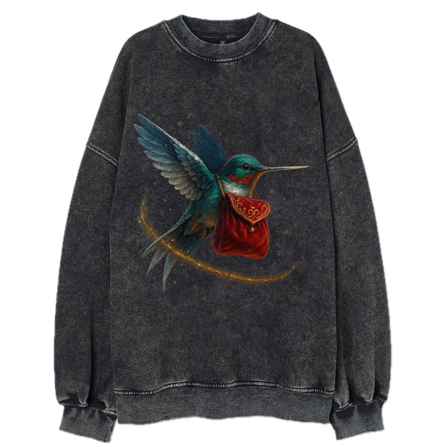 Frostbite Hummingbird Courier  - Vintage Sweatshirt - Black