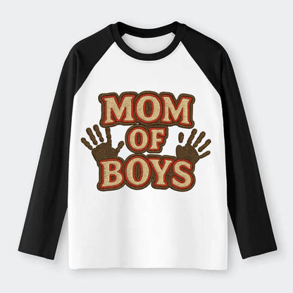 Mom Of Boys  - Raglan Long Sleeve T-Shirt - Black