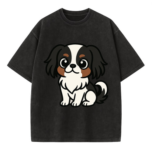 Japanese Chin - Black and white sitting pose - Vintage T-shirt
