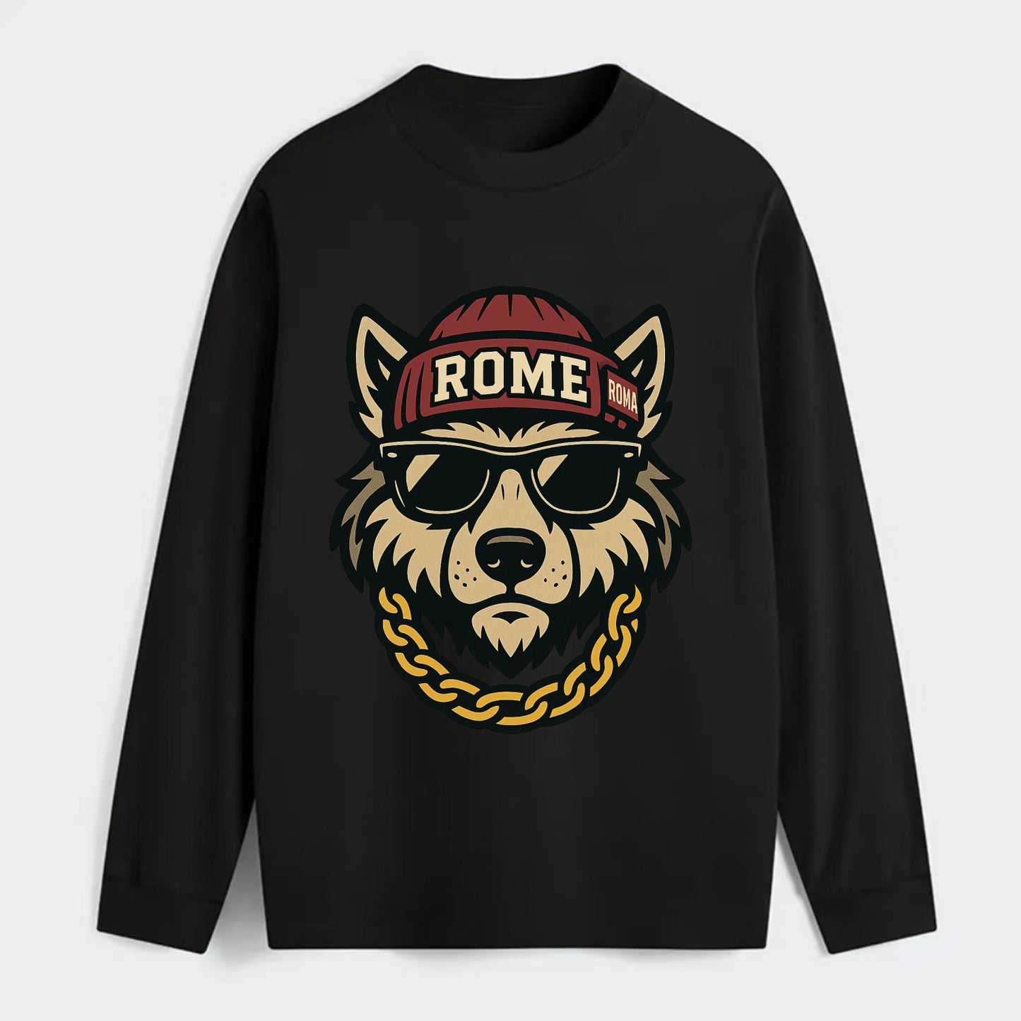 Rome Wolf - Classic Long Sleeve Shirt - Black