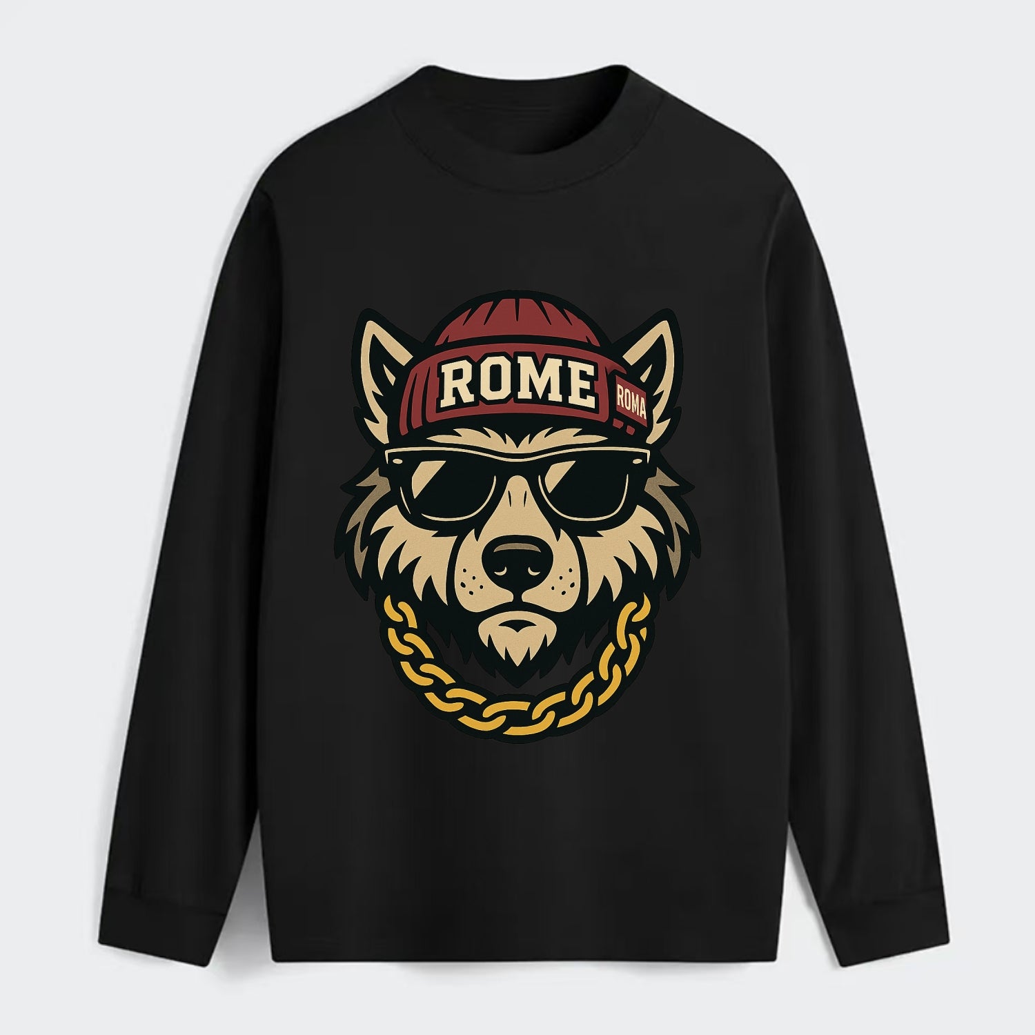 Rome Wolf - Classic Long Sleeve Shirt - Black