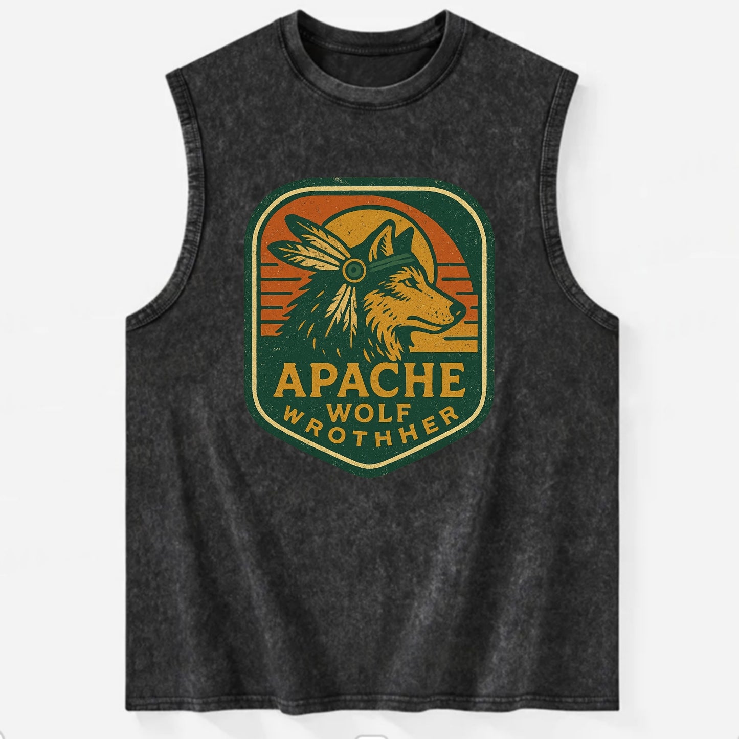 Apache Wolf Brother  - Vintage Washed Tank - Black