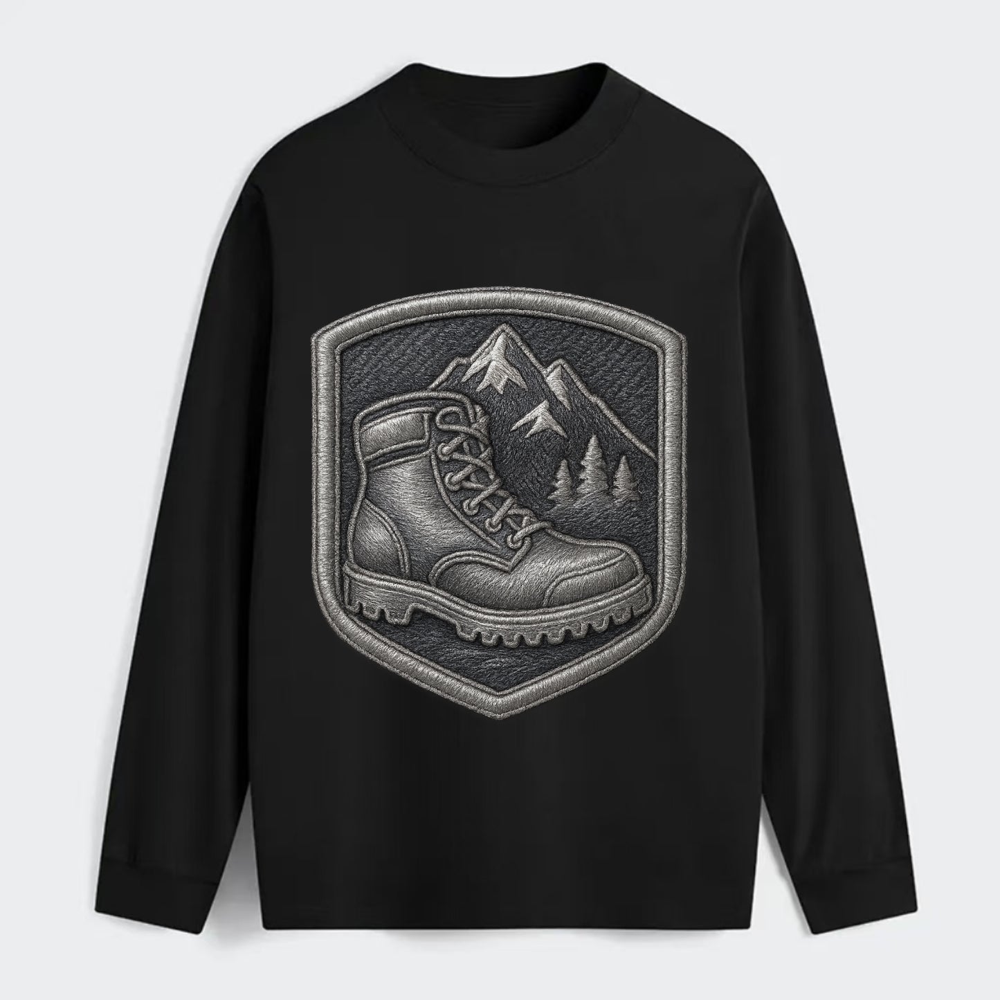 Hiking boots with mountain peak - hiker pride - Classic Long Sleeve Shirt - Black