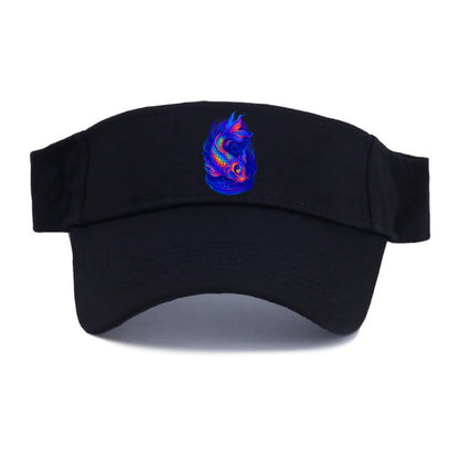 Sacred koi with scales reflecting rainbow prisms, yin-yang patterns in cosmic colors, - Visor - Black
