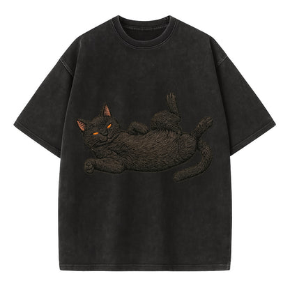 Bombay  fully relaxed sprawled out embro Vintage T-shirt - Black