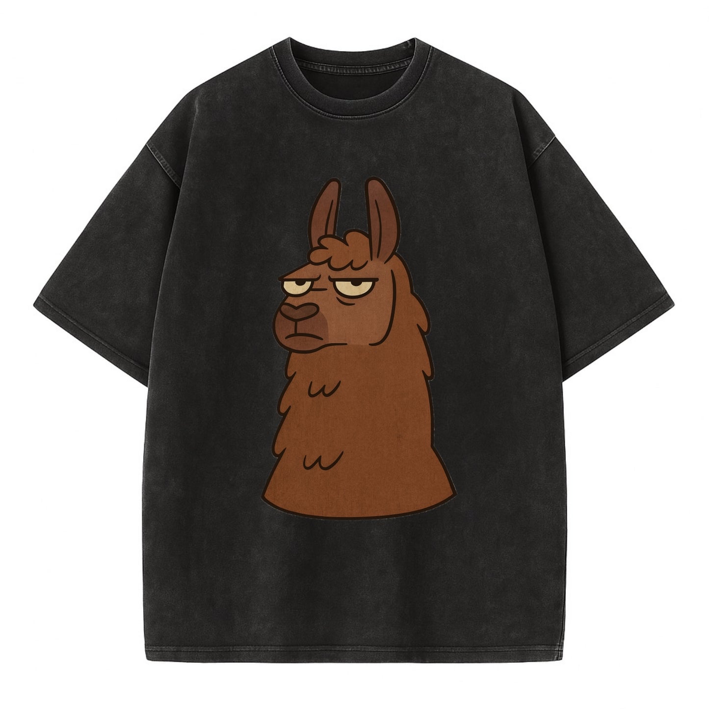 The Llama Judging Silently - Vintage T-shirt - Black