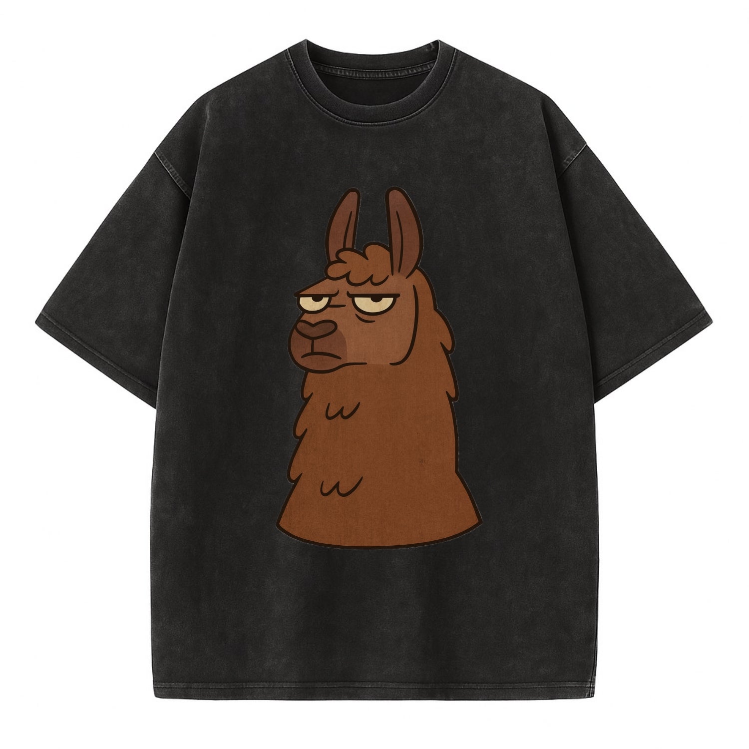 The Llama Judging Silently - Vintage T-shirt - Black
