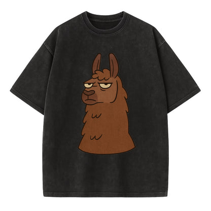 The Llama Judging Silently - Vintage T-shirt - Black