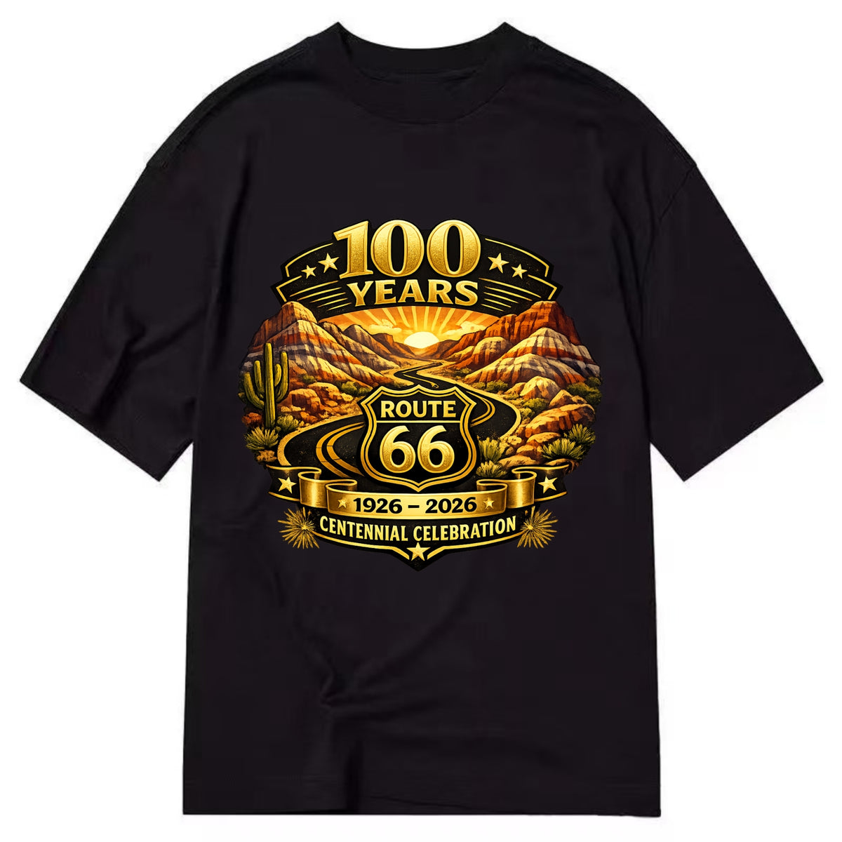 PAINTED DESERT | Colorful desert landscape | Route 66 winding through | Natural - Classic T-shirt - Black