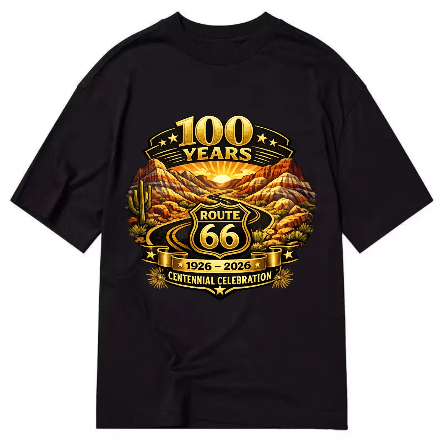 PAINTED DESERT | Colorful desert landscape | Route 66 winding through | Natural - Classic T-shirt - Black