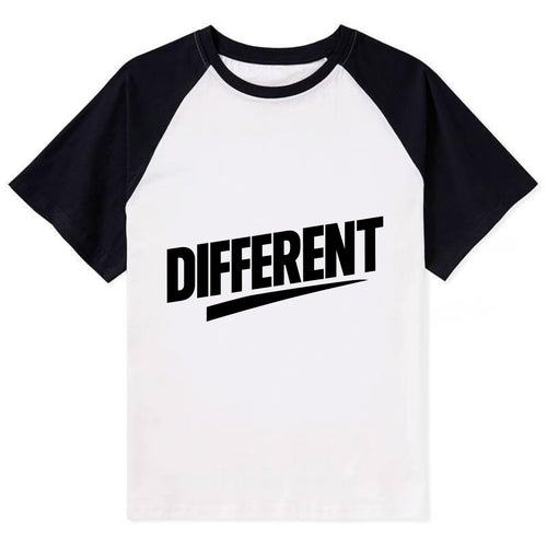 Bold typography design - DIFFERENT - standing out, not following crowd - Contrast Raglan T-shirt