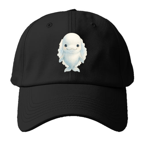 Baby Beluga Whale - pure white, rounded forehead, small eyes with big personality, - Baseball Cap