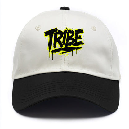Bold typography design - "TRIBE" - your community, your group - Two Tone Cap - Black