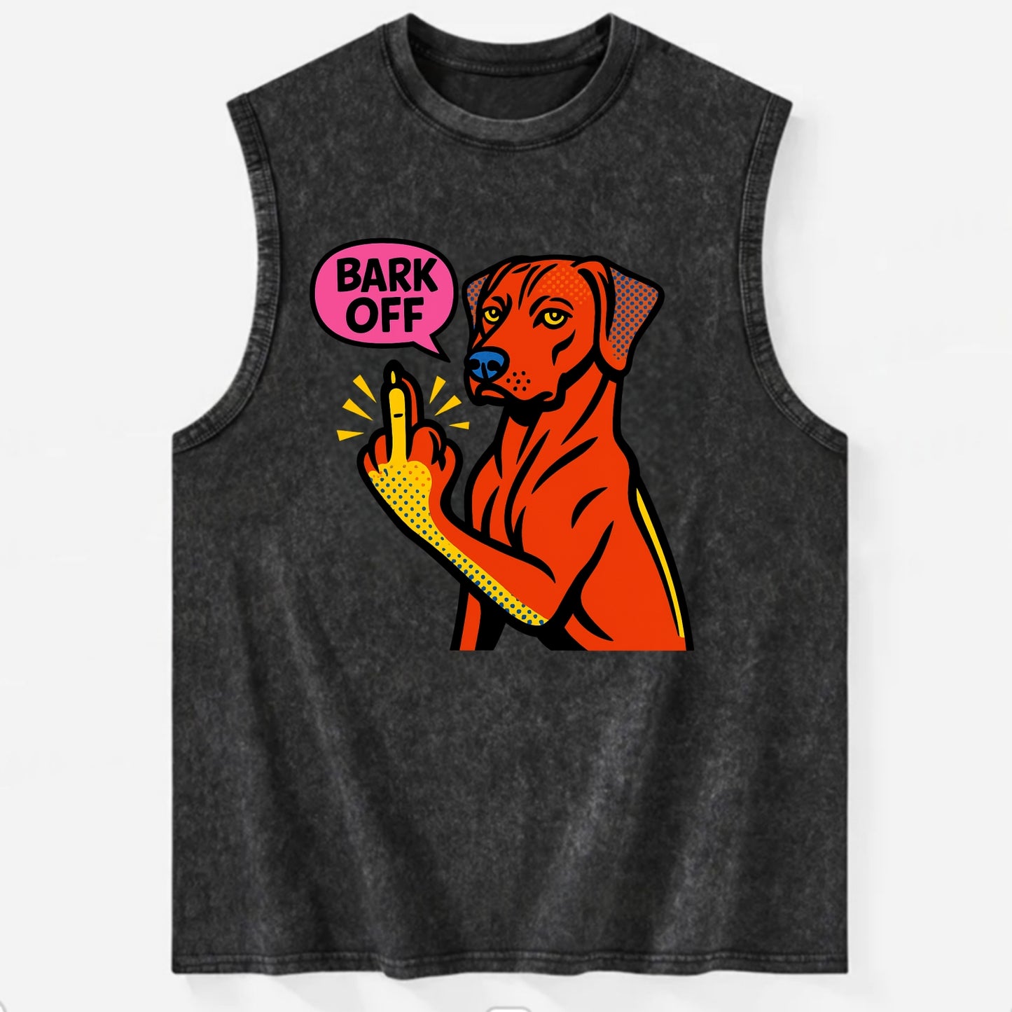 Rhodesian Ridgeback with distinctive ridge on back, athletic muscular paw up - Vintage Washed Tank - Black