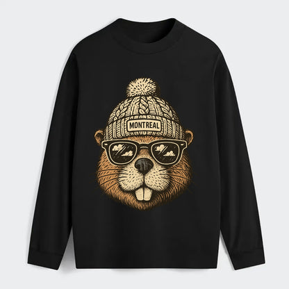 Montreal Beaver wearing Montreal beanie - Classic Long Sleeve Shirt - Black