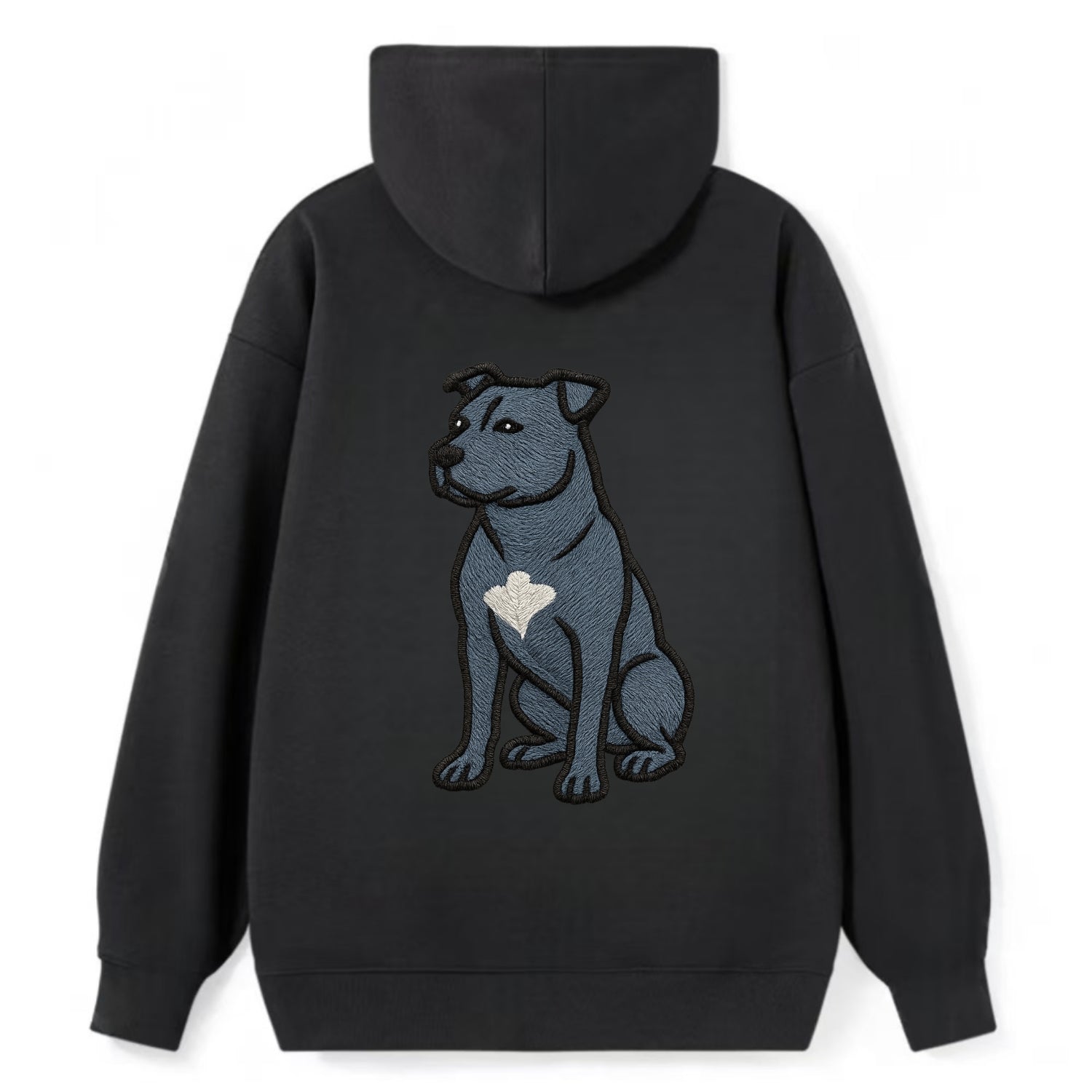 American Staffordshire Terrier - Blue embroidered design - Classic Pullover Hoodie - Black