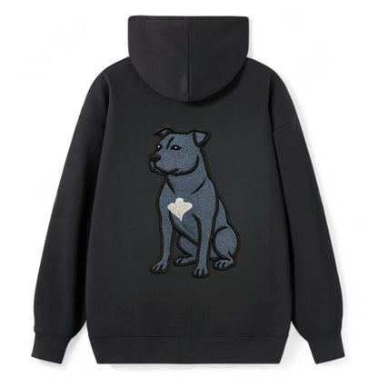 American Staffordshire Terrier - Blue embroidered design - Classic Pullover Hoodie - Black
