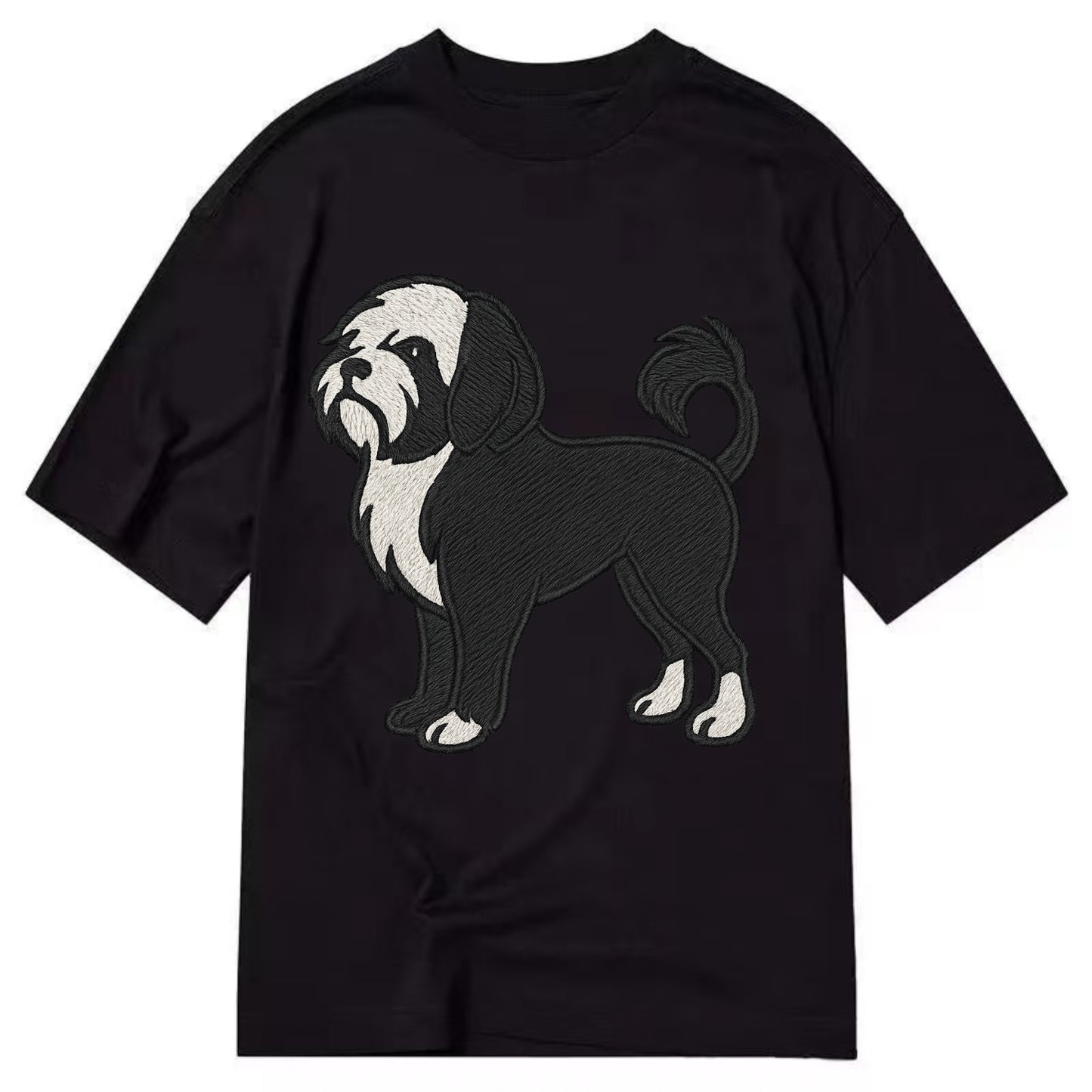 Löwchen - Black and white lion trim embr - Classic T-shirt - Black