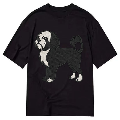 Löwchen - Black and white lion trim embr - Classic T-shirt - Black