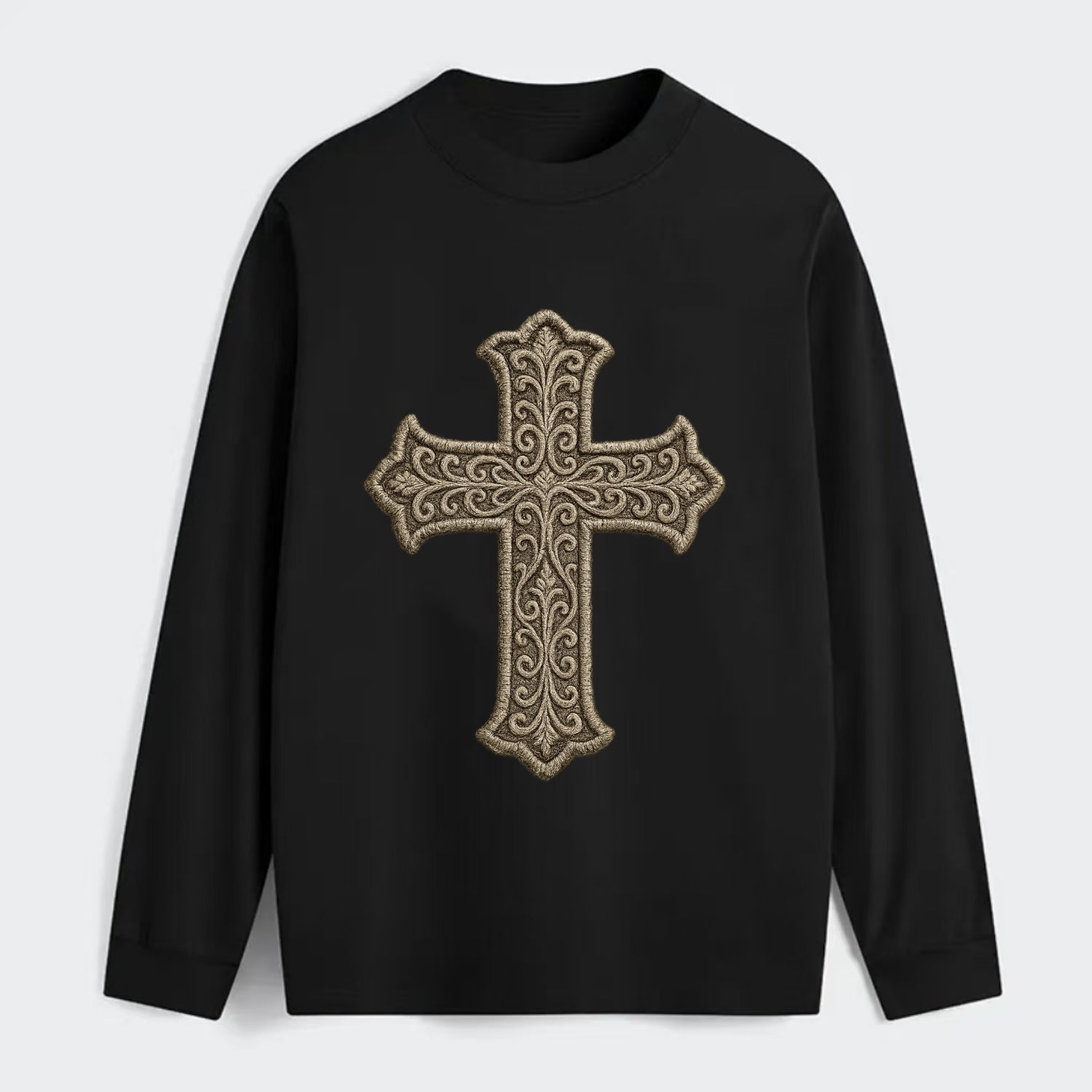 Filigree Cross  - Classic Long Sleeve Shirt - Black