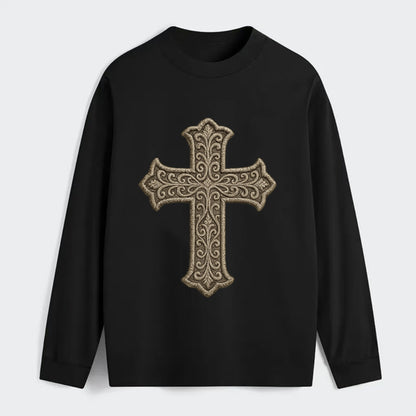 Filigree Cross  - Classic Long Sleeve Shirt - Black