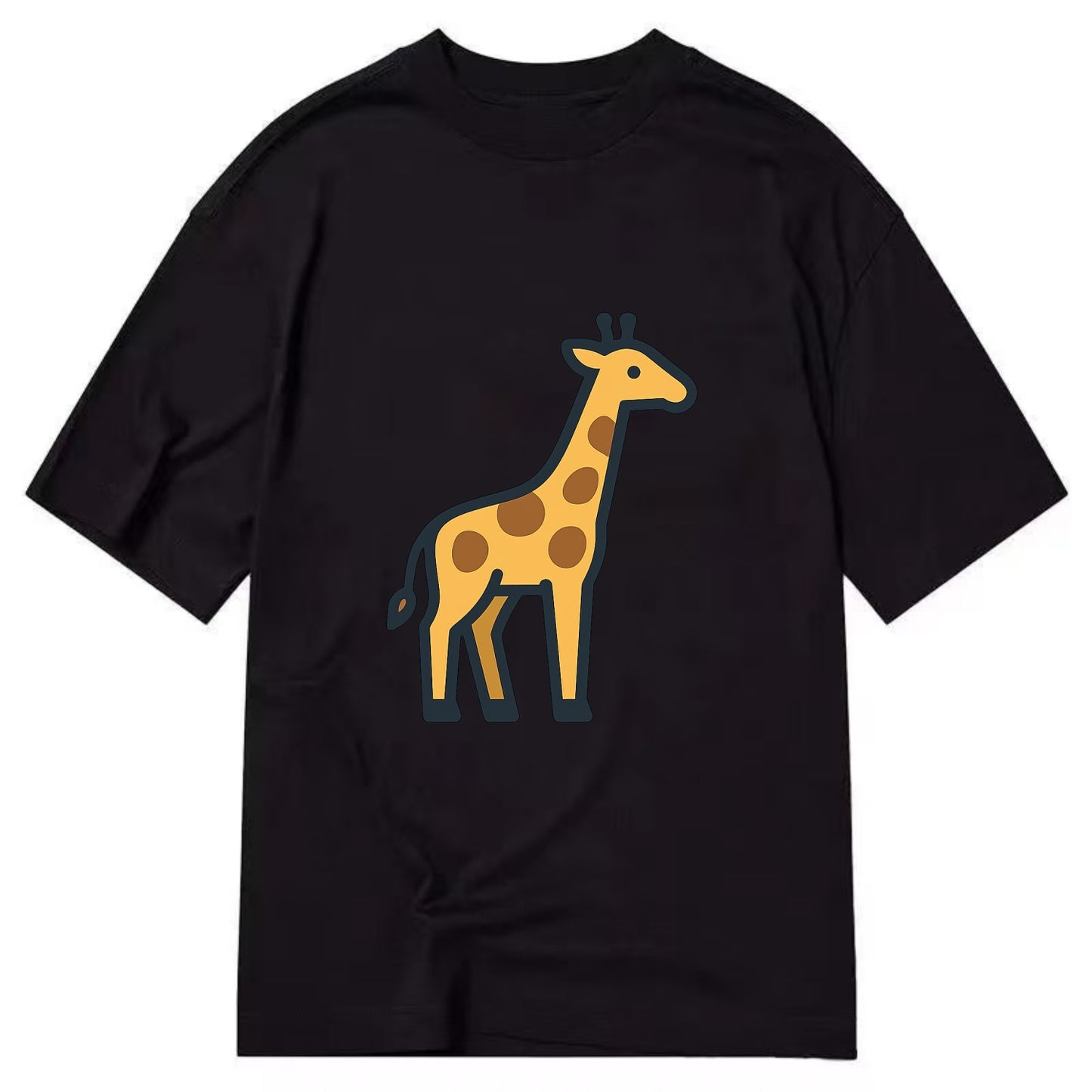 Giraffe - Yellow with brown patches flat side profile - Classic T-shirt - Black