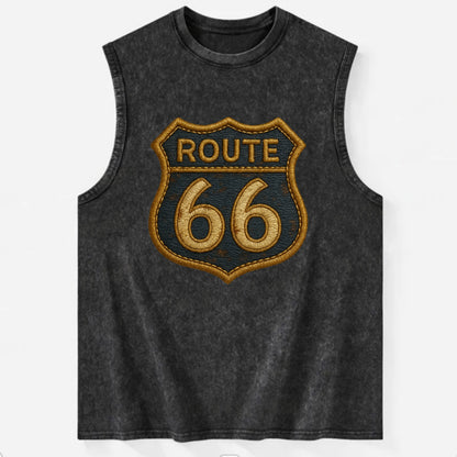 Route 66  - Vintage Washed Tank - Black
