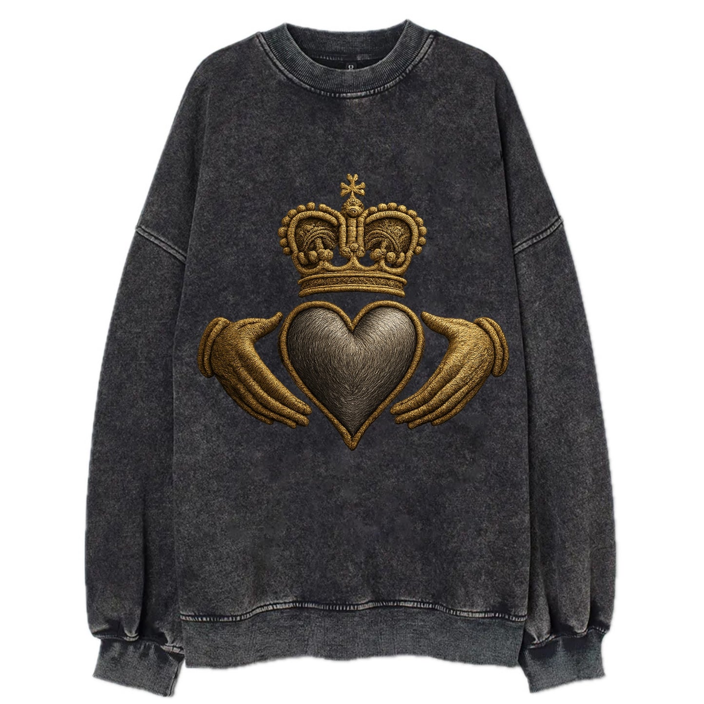 Claddagh Symbol  - Vintage Sweatshirt - Black