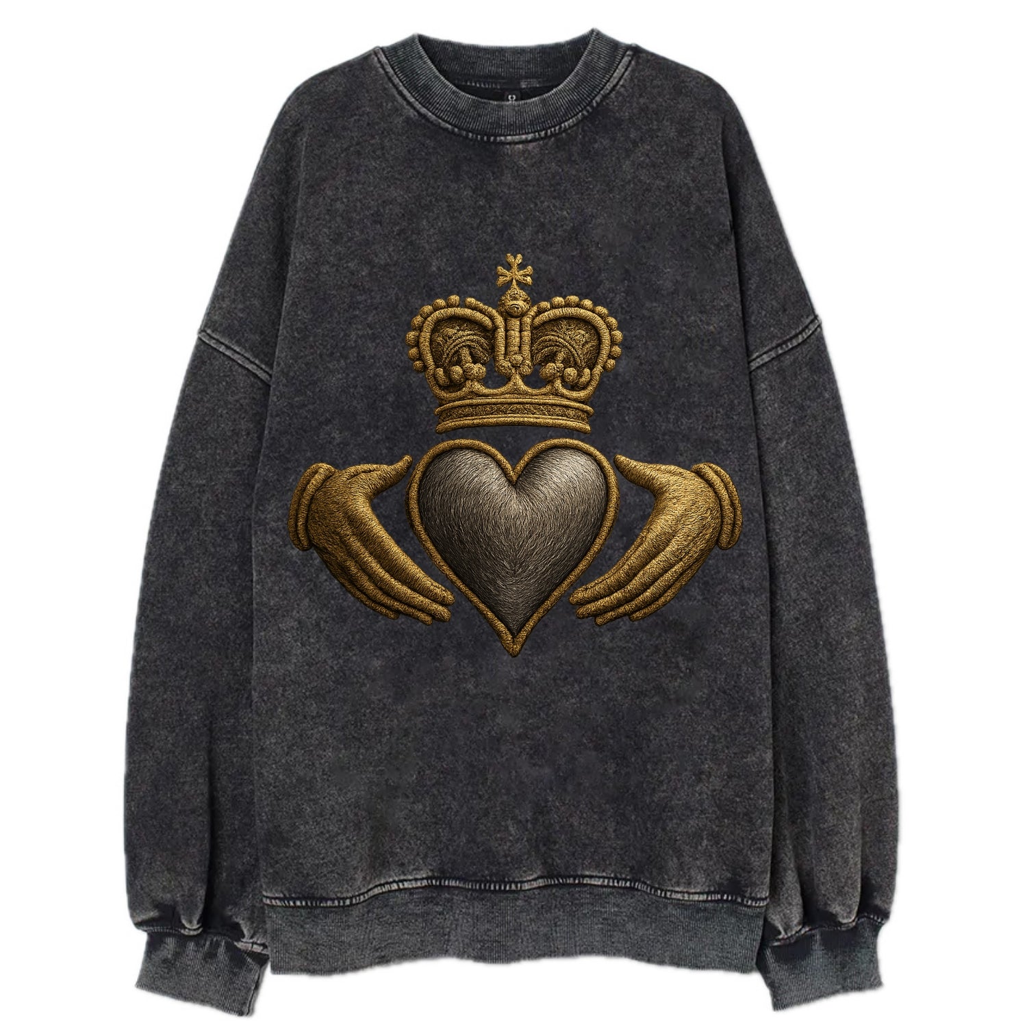 Claddagh Symbol  - Vintage Sweatshirt - Black